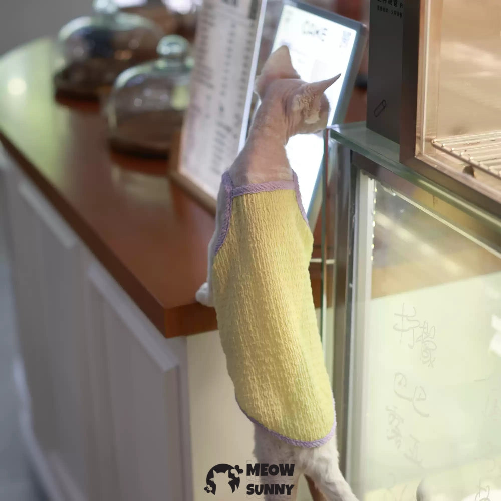 Sphynx Cat Breathable Stretchy Cat Summer Vest,Yellow
