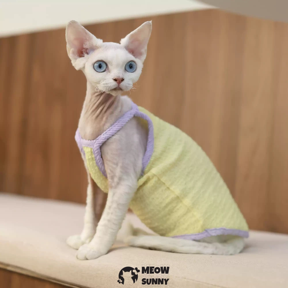 Sphynx Cat Breathable Stretchy Cat Summer Vest,Yellow