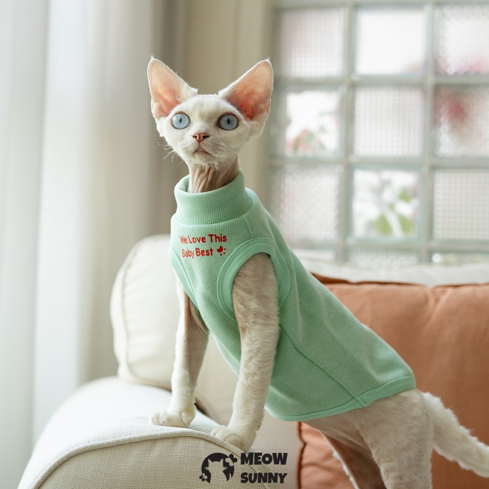 Sphynx Cat Breathable Stretchy Cat Summer Vest,mint green