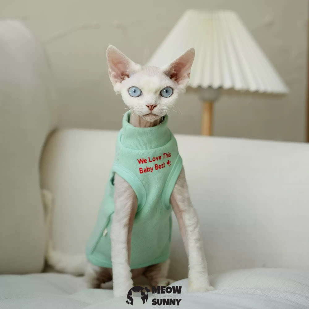 Sphynx Cat Breathable Stretchy Cat Summer Vest,mint green