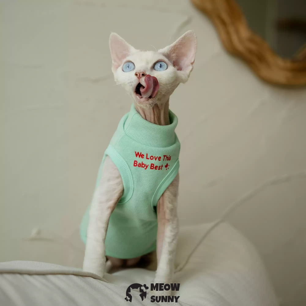 Sphynx Cat Breathable Stretchy Cat Summer Vest,mint green
