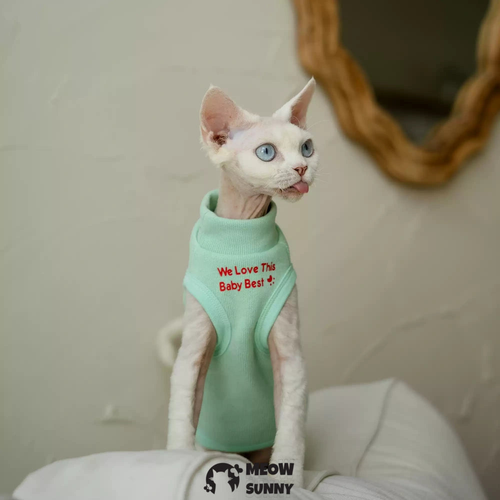 Sphynx Cat Breathable Stretchy Cat Summer Vest,mint green