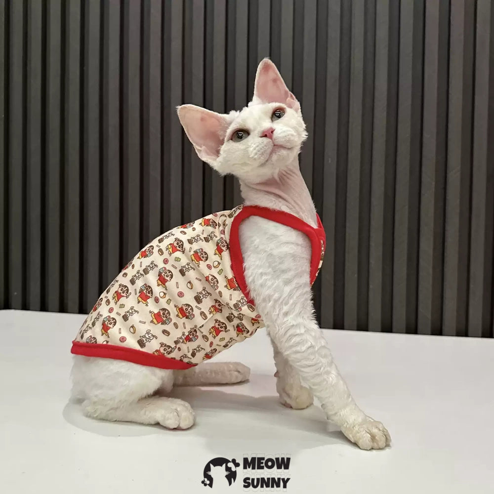 Sphynx Cat Breathable Stretchy Cat Summer cartoon pattern vest