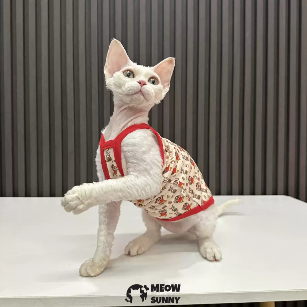 Sphynx Cat Breathable Stretchy Cat Summer cartoon pattern vest