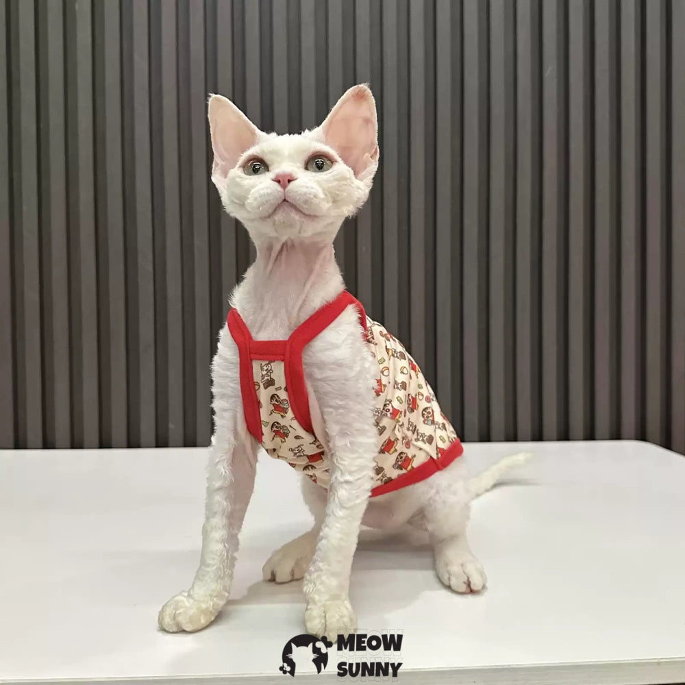 Sphynx Cat Breathable Stretchy Cat Summer cartoon pattern vest