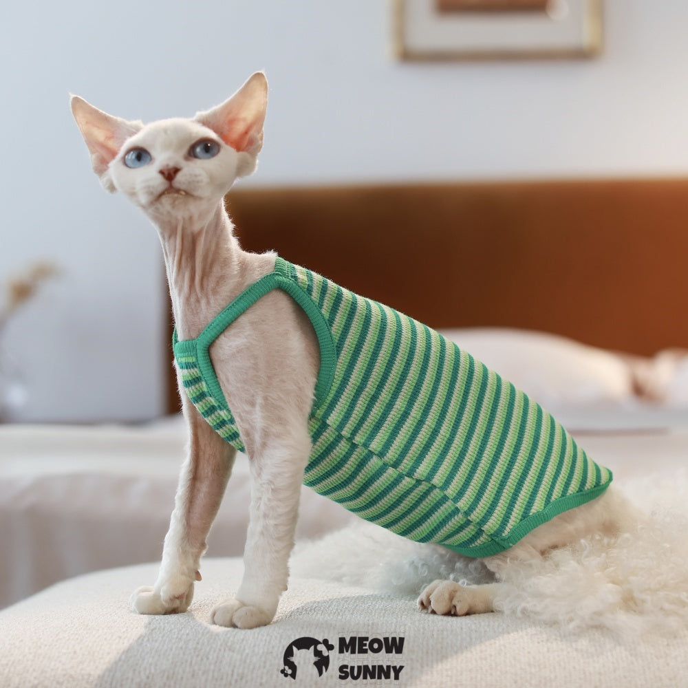 Sphynx Cat Breathable Stretchy Cat Summer vest,Colorful Striped