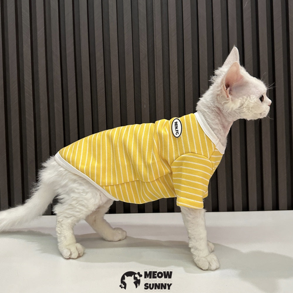 Sphynx Cat Breathable Stretchy Cat Summer vest,Yellow Striped