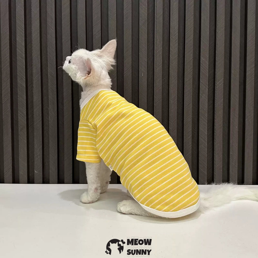 Sphynx Cat Breathable Stretchy Cat Summer vest,Yellow Striped