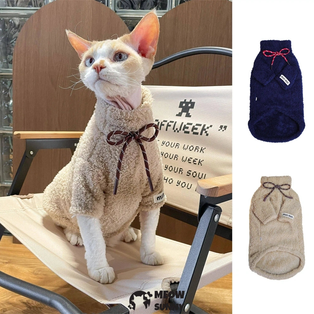 Sphynx Cat Clothes Hairless Cat Warm Fleece Vest Elastic Winter Sweater