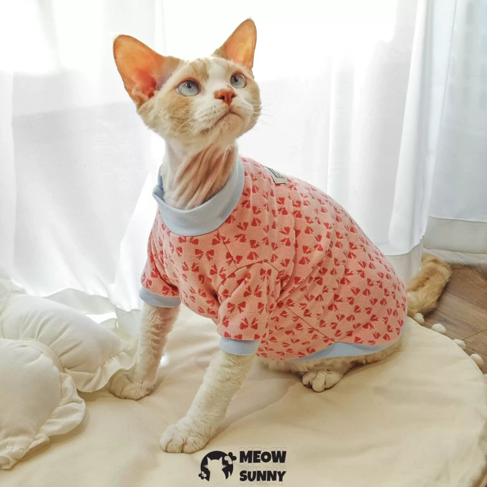 Sphynx Cat Clothes, Hairless Cat Shirt, Cat Pullover, Pink , 1-14lbs