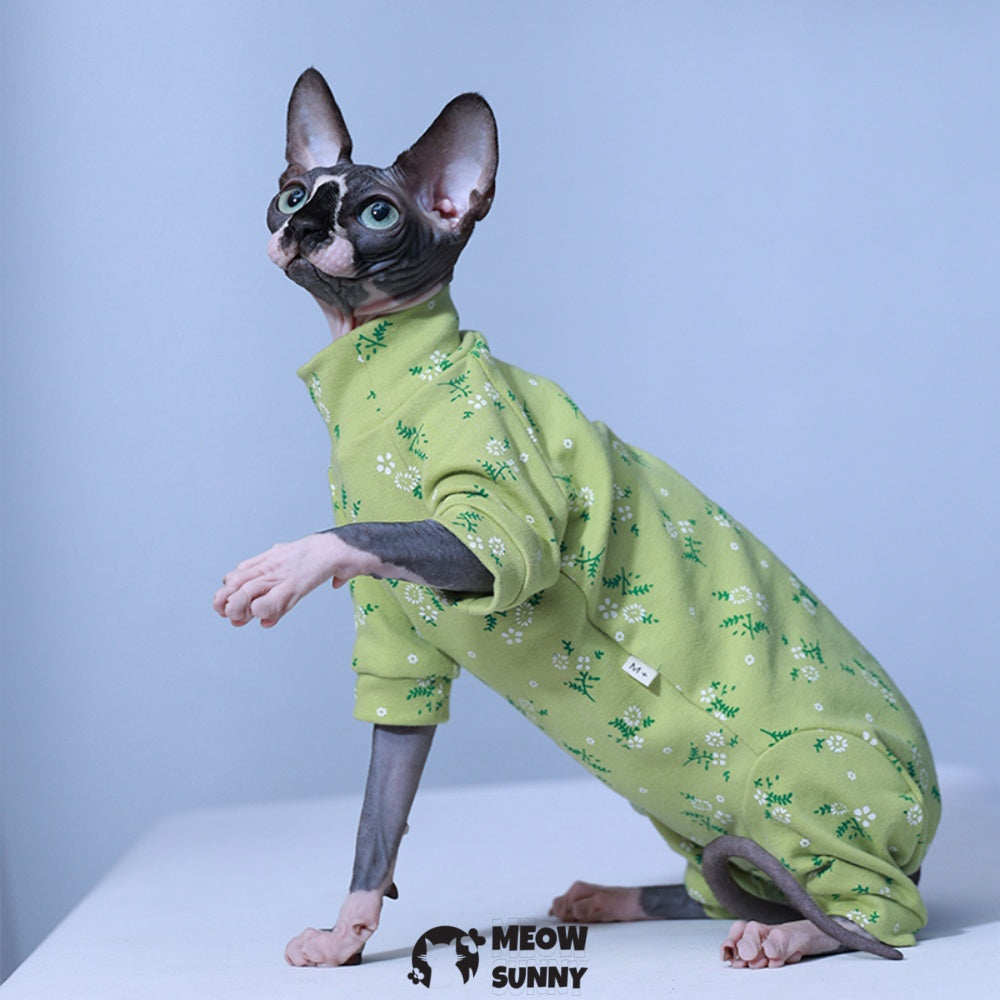 Sphynx Cat Floral Print Clothes 4 Legs Pure Cotton Comfortabl shirt