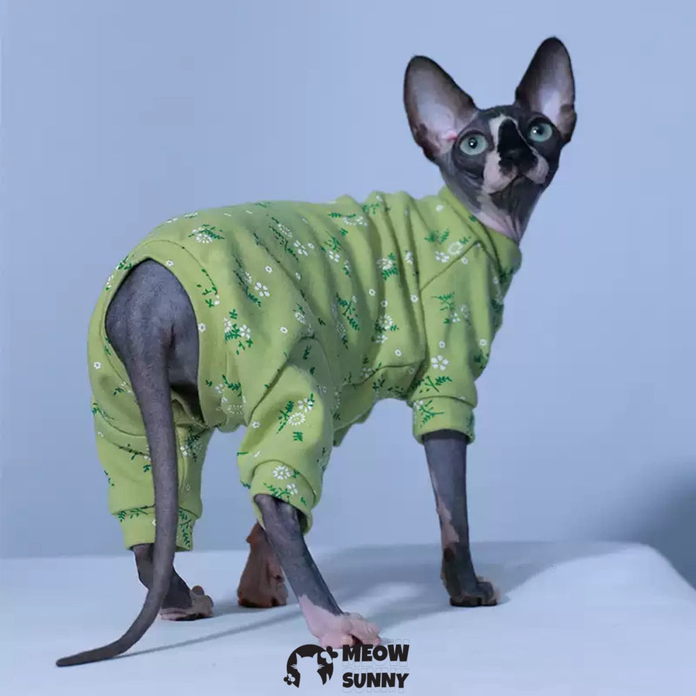 Sphynx Cat Floral Print Clothes 4 Legs Pure Cotton Comfortabl shirt