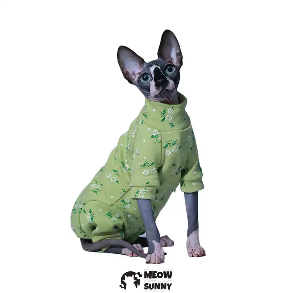 Sphynx Cat Floral Print Clothes 4 Legs Pure Cotton Comfortabl shirt