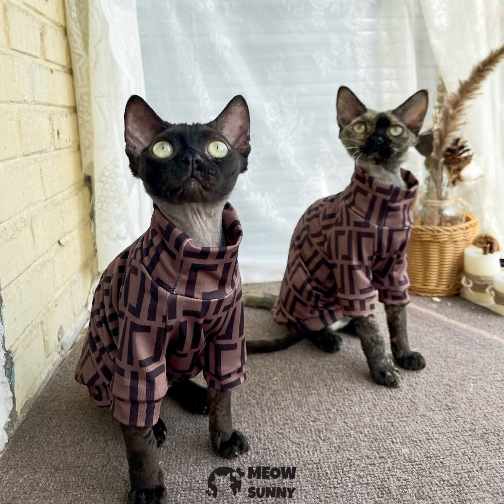 Sphynx Cat Red Clothes Soft Hairless Shirt With Sleeves