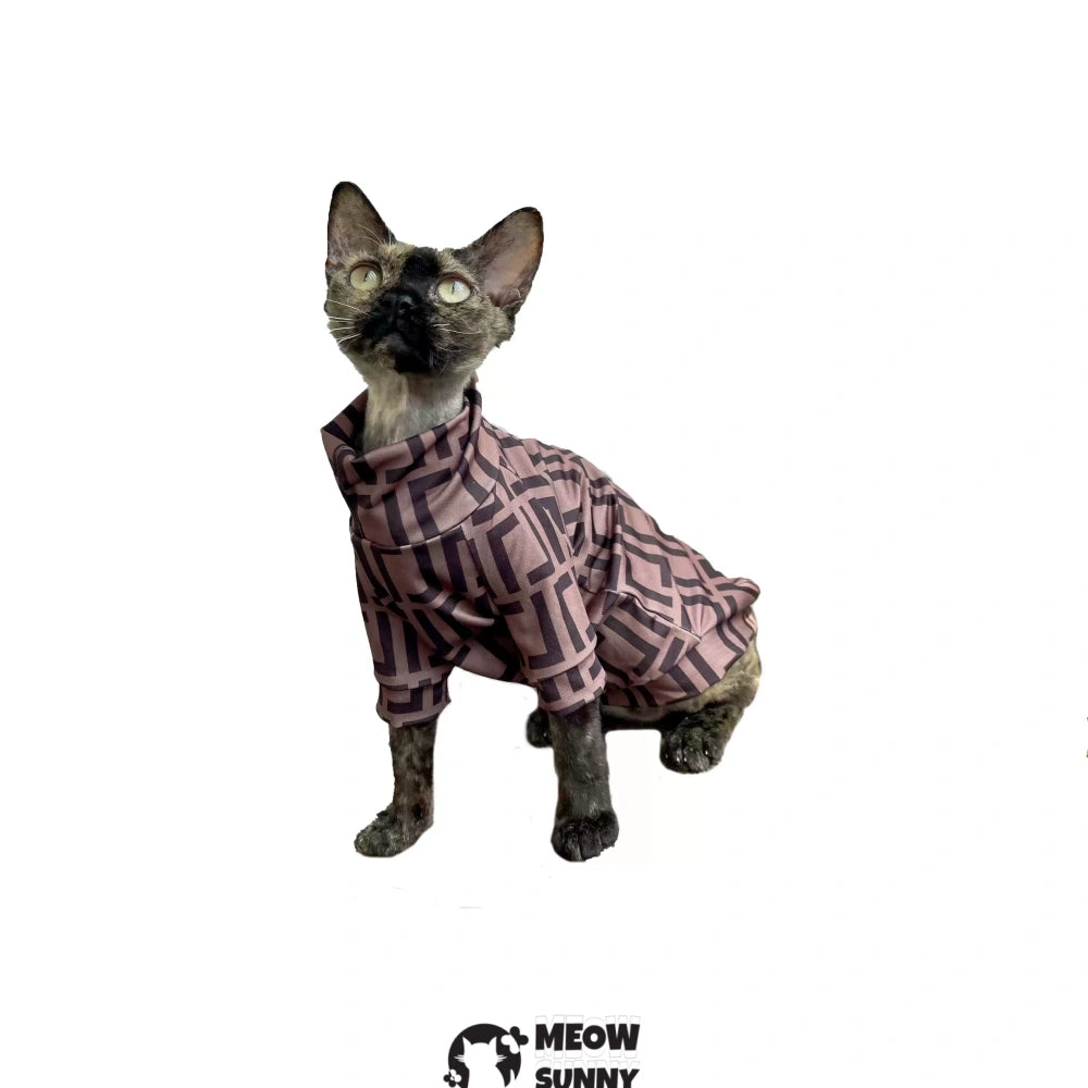 Sphynx Cat Red Clothes Soft Hairless Shirt With Sleeves