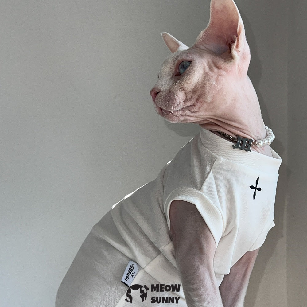 Sphynx Cat Shirt, Breathable Stretchy Cat Summer Solid Vest