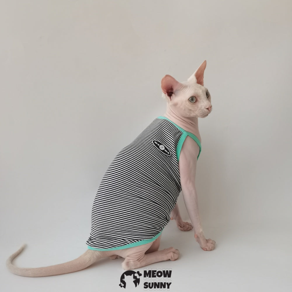 Sphynx Cat Shirt, Breathable Stretchy Cat Summer colorful striped Vest