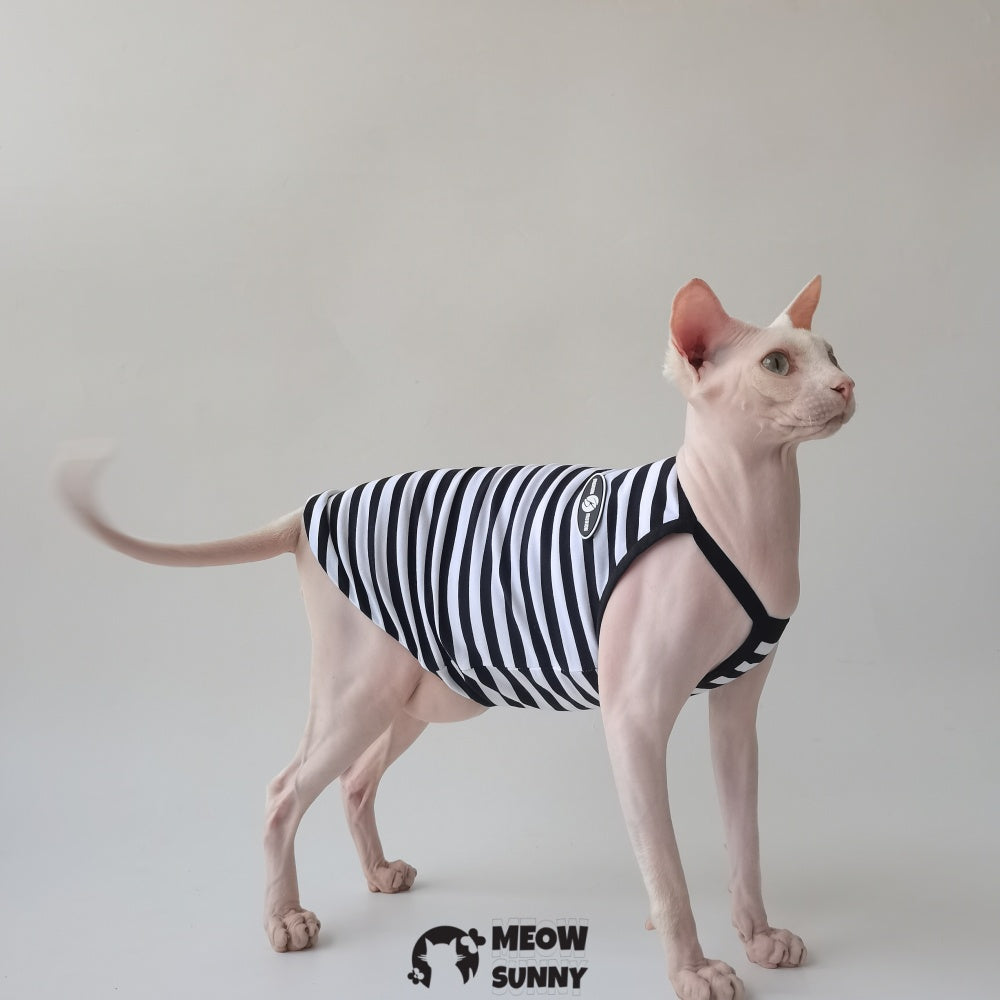 Sphynx Cat Shirt, Breathable Stretchy Cat Summer colorful striped Vest