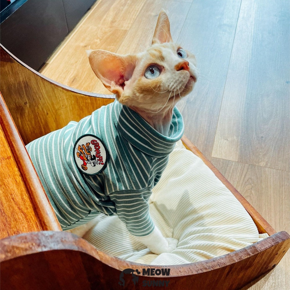 Sphynx Cat Stripe Clothes - Soft Hairless Shirt With Sleeves