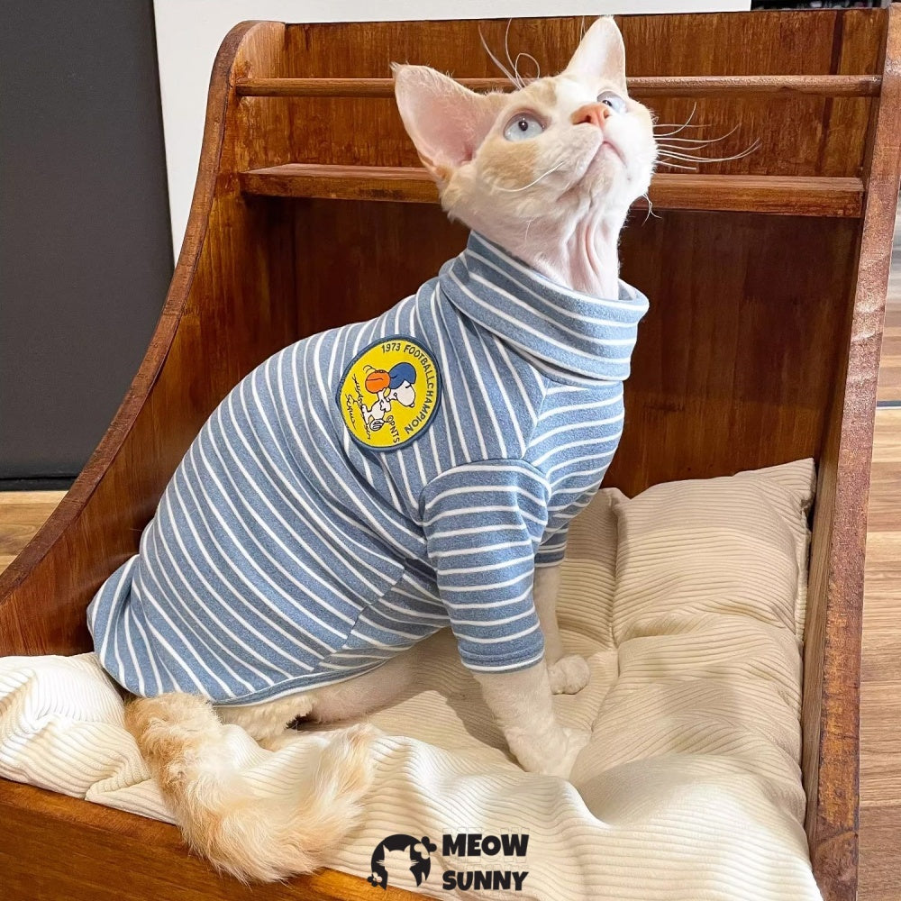 Sphynx Cat Stripe Clothes - Soft Hairless Shirt With Sleeves