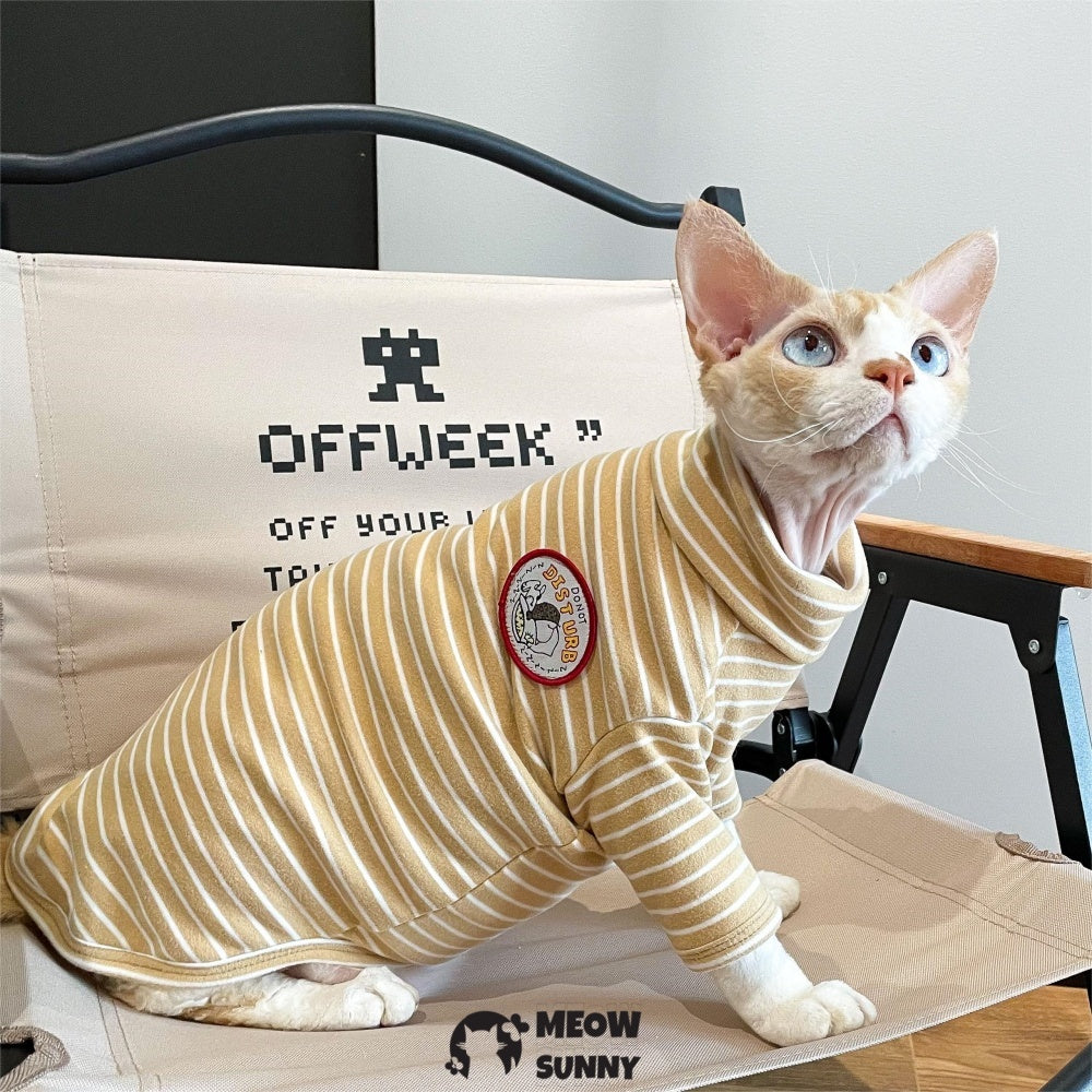 Sphynx Cat Stripe Clothes - Soft Hairless Shirt With Sleeves