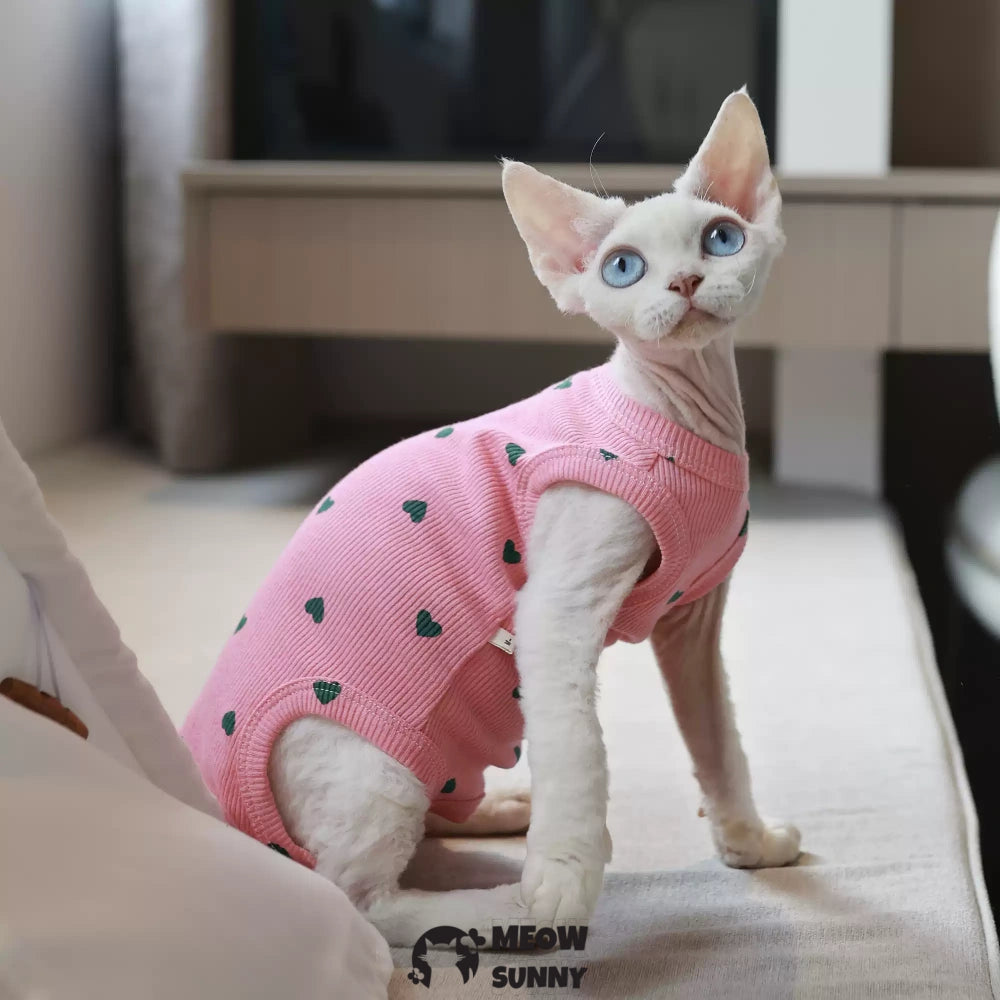 Sphynx Cat white Clothes 4 Legs Pure Cotton Comfortabl Pink shirt