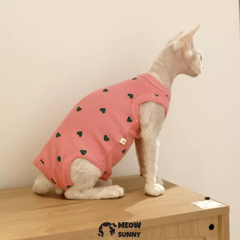 Sphynx Cat white Clothes 4 Legs Pure Cotton Comfortabl Pink shirt