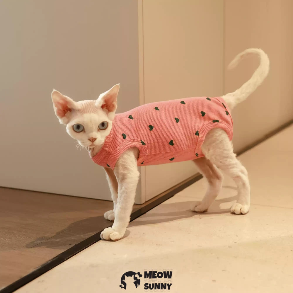 Sphynx Cat white Clothes 4 Legs Pure Cotton Comfortabl Pink shirt