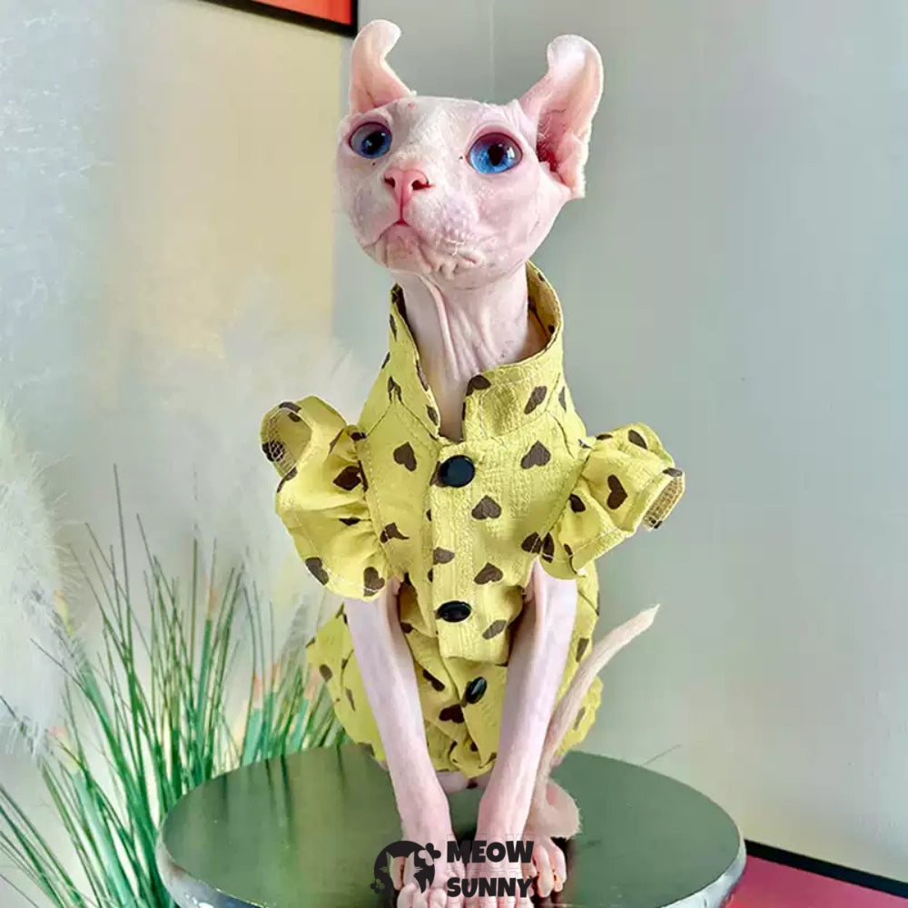 Sphynx Hairless Cat Clothes Breathable Floral Print Dress