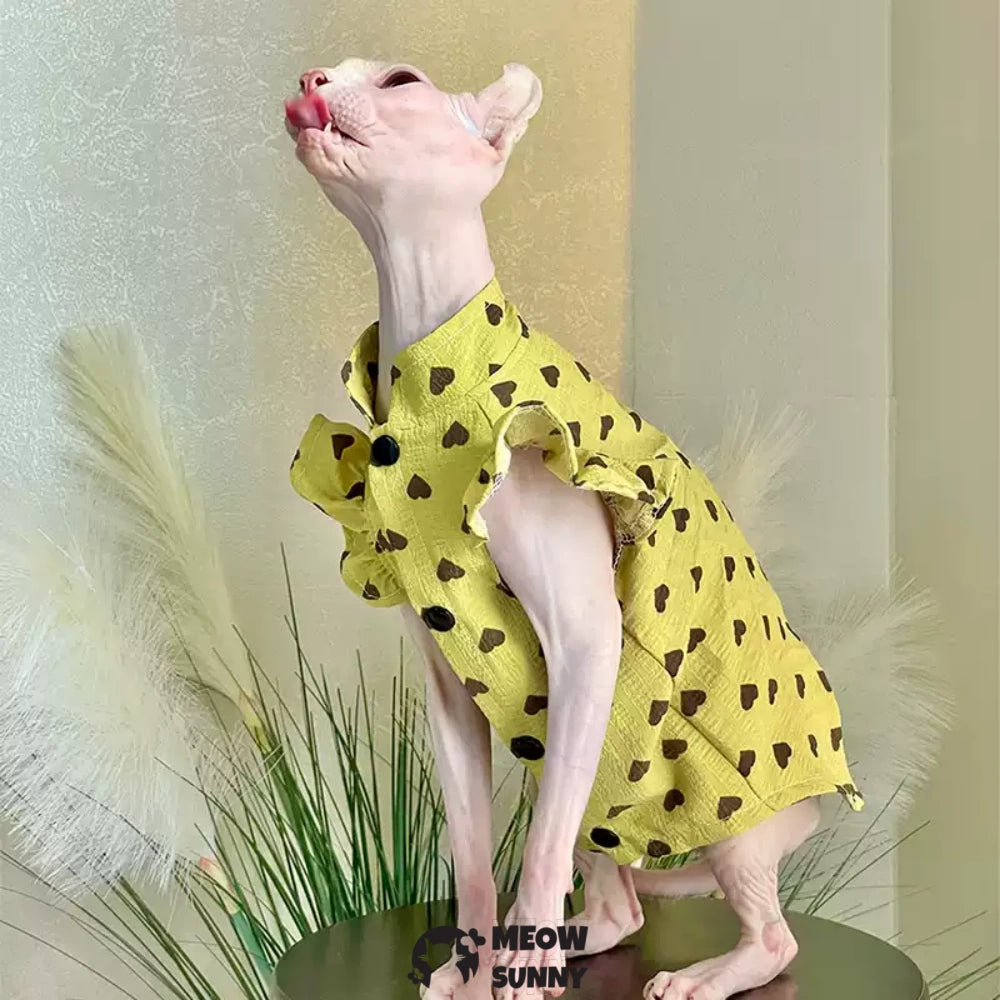 Sphynx Hairless Cat Clothes Breathable Floral Print Dress
