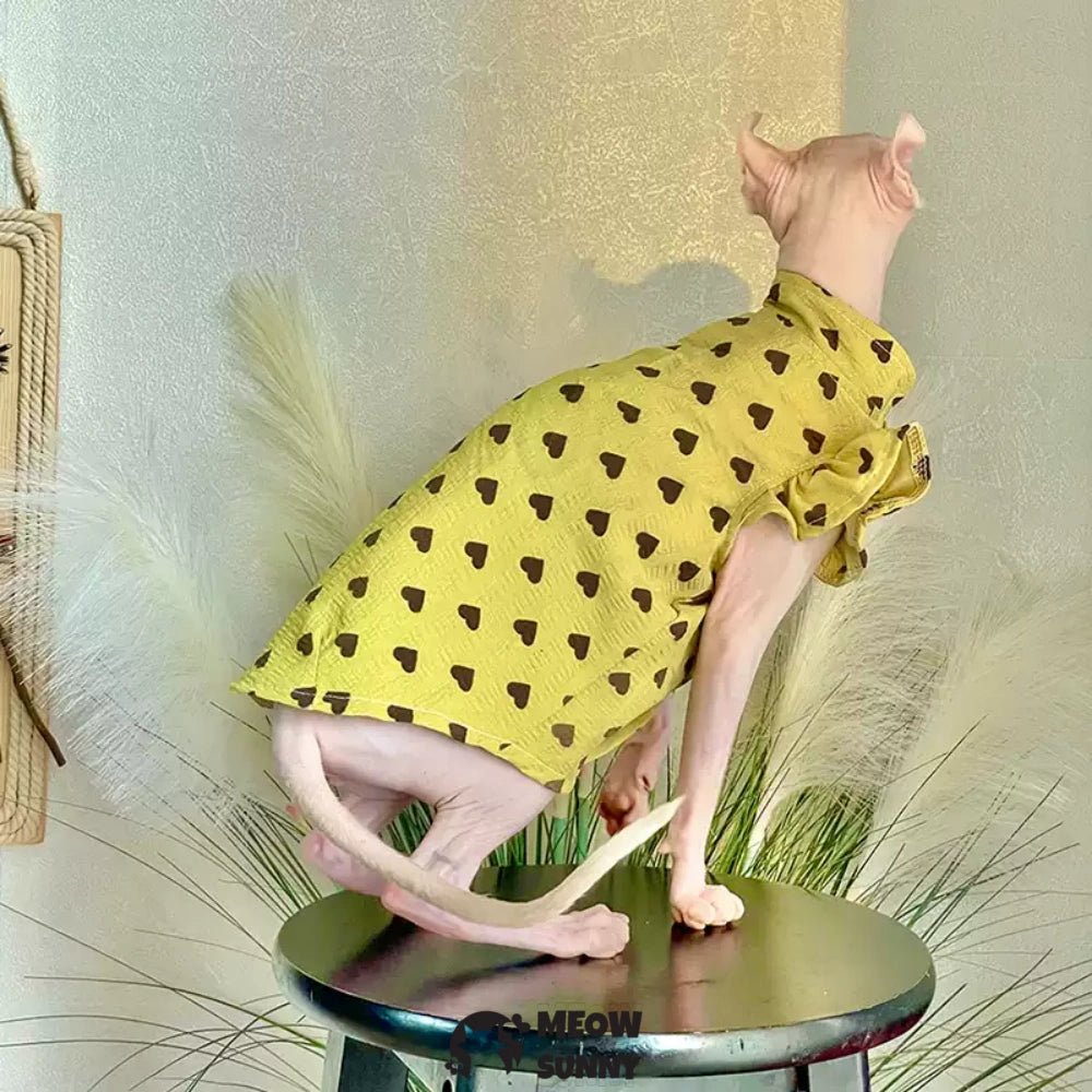 Sphynx Hairless Cat Clothes Breathable Floral Print Dress