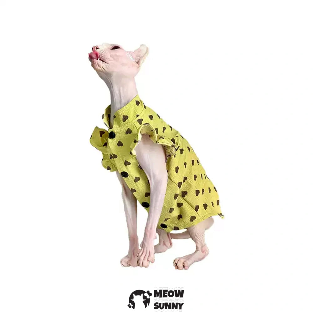 Sphynx Hairless Cat Clothes Breathable Floral Print Dress