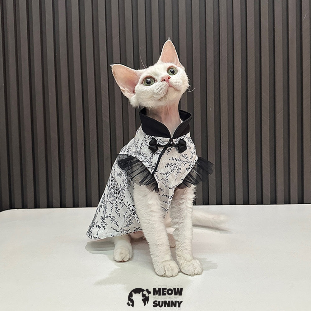 Sphynx Hairless Cat Clothes Cute Breathable lace Black Dress