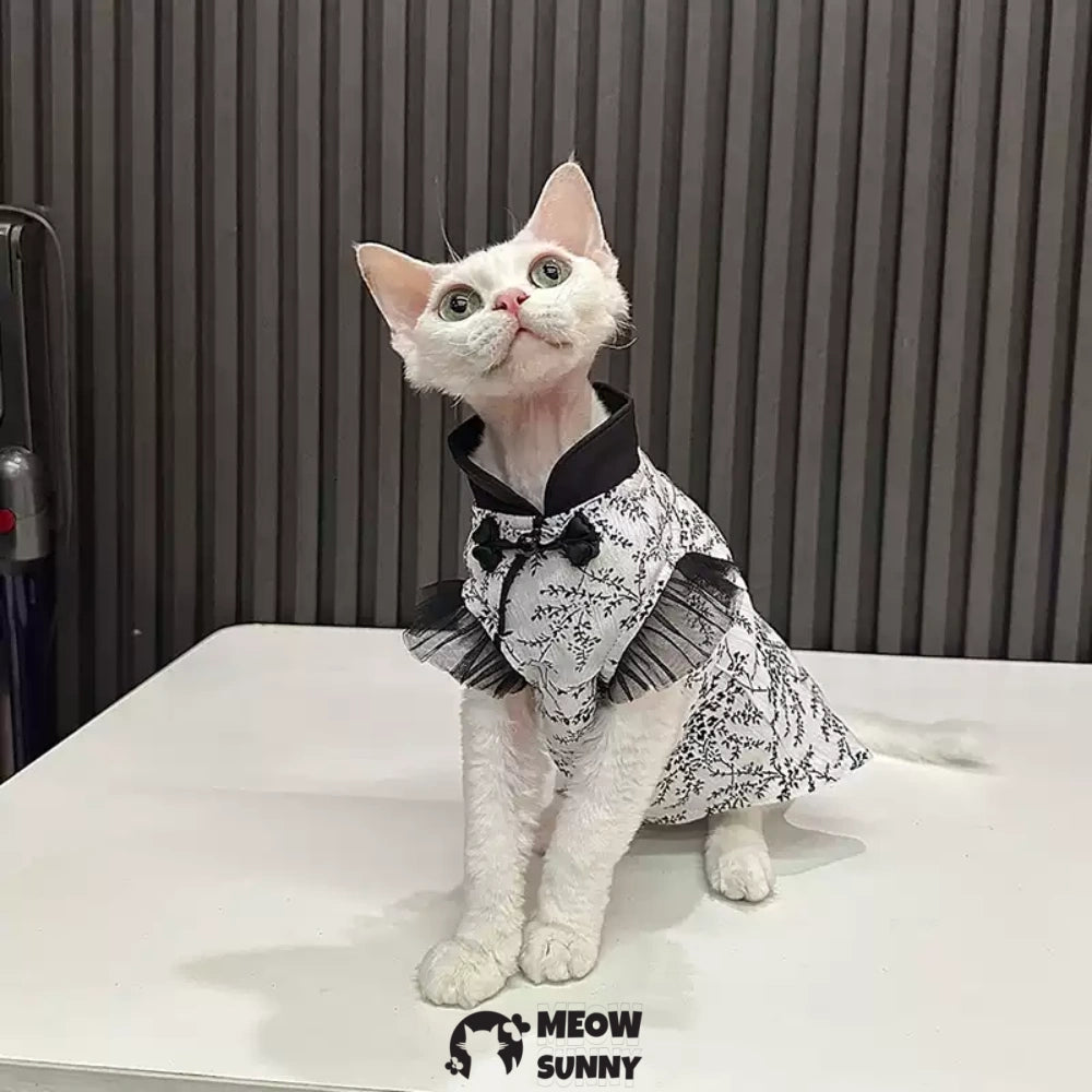 Sphynx Hairless Cat Clothes Cute Breathable lace Black Dress