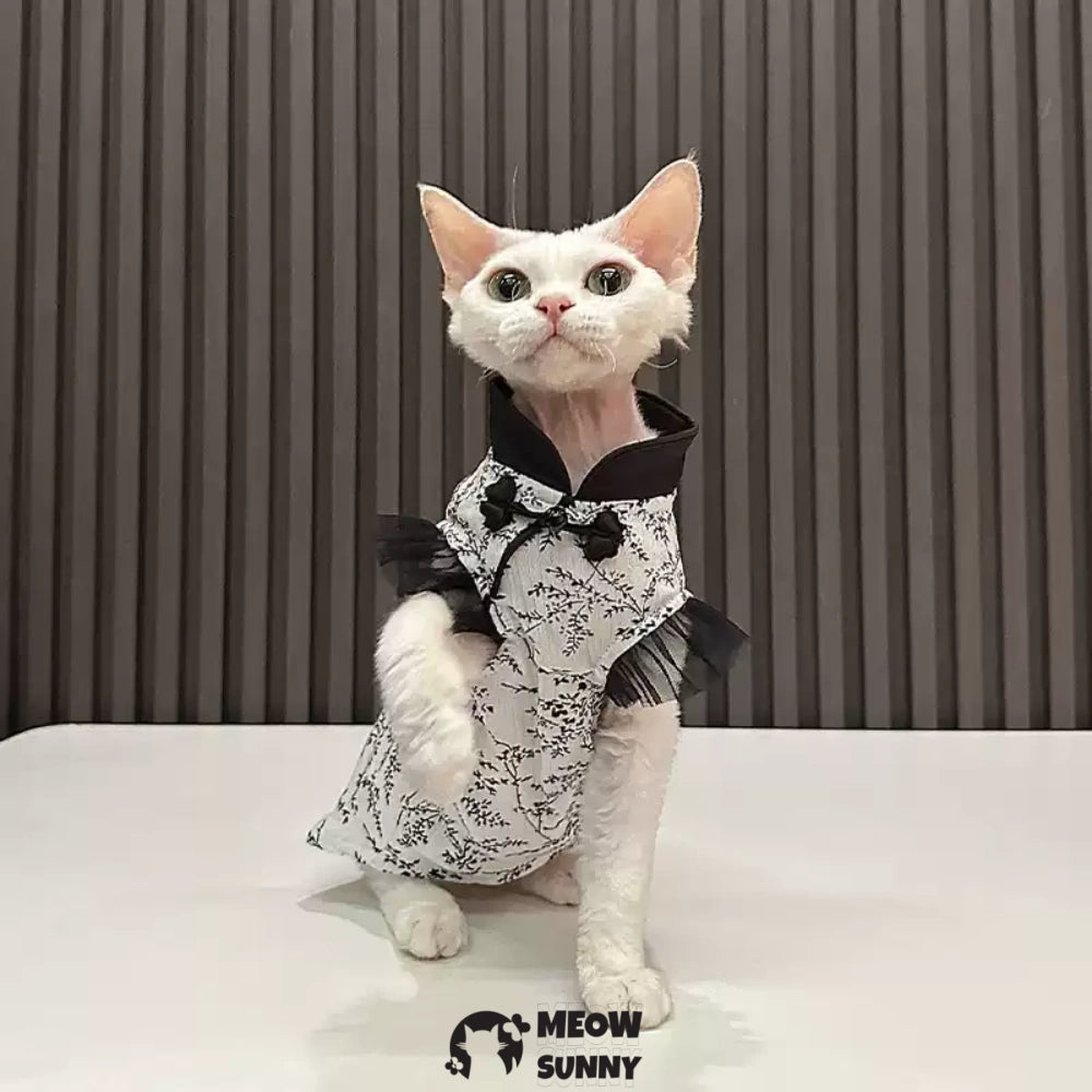 Sphynx Hairless Cat Clothes Cute Breathable lace Black Dress