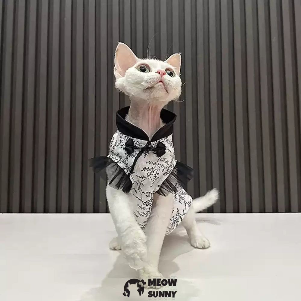 Sphynx Hairless Cat Clothes Cute Breathable lace Black Dress