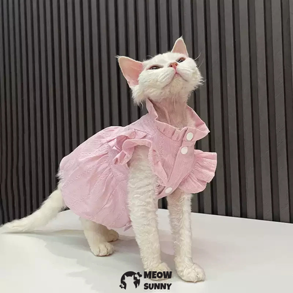 Sphynx Hairless Cat Clothes Cute Breathable lace Pink Dress