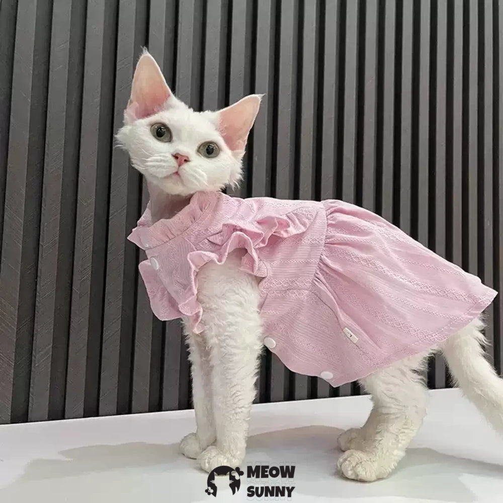 Sphynx Hairless Cat Clothes Cute Breathable lace Pink Dress