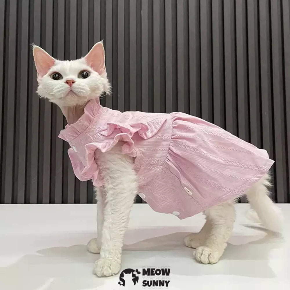 Sphynx Hairless Cat Clothes Cute Breathable lace Pink Dress