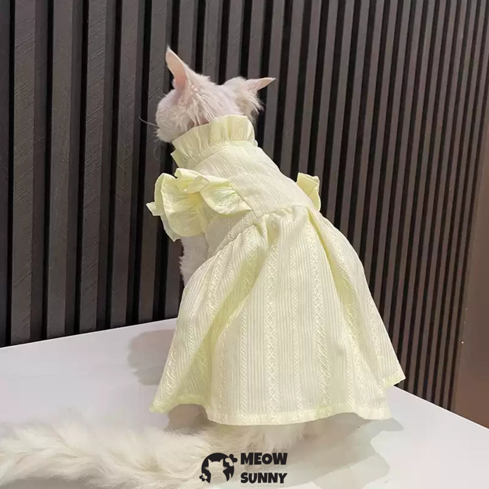 Sphynx Hairless Cat Clothes Cute Breathable lace Yellow Dress
