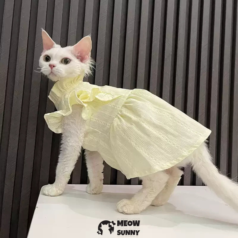 Sphynx Hairless Cat Clothes Cute Breathable lace Yellow Dress