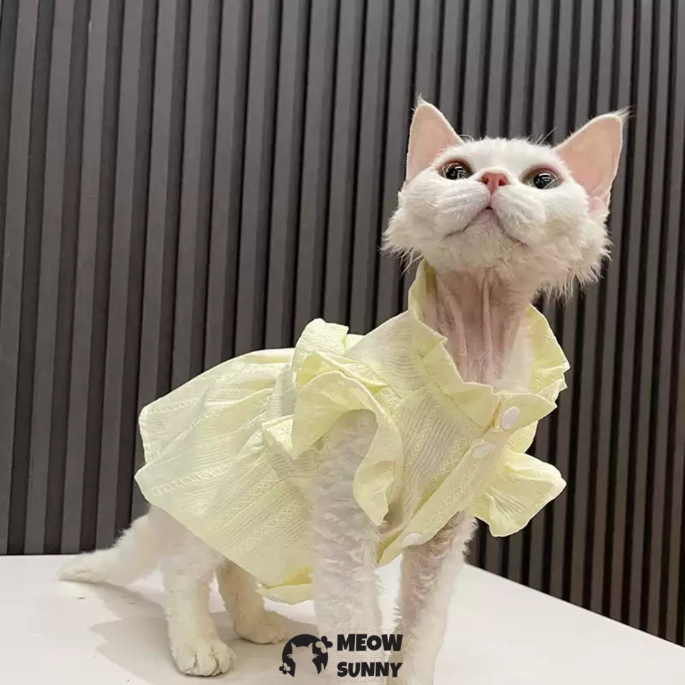 Sphynx Hairless Cat Clothes Cute Breathable lace Yellow Dress