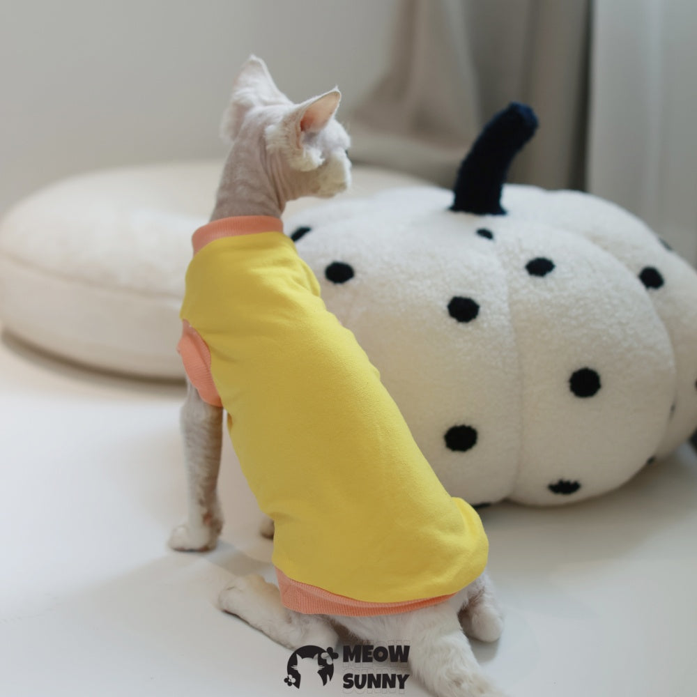 Sphynx Hairless Cat Clothes Summer Cotton cool quick-drying yellow Shirts