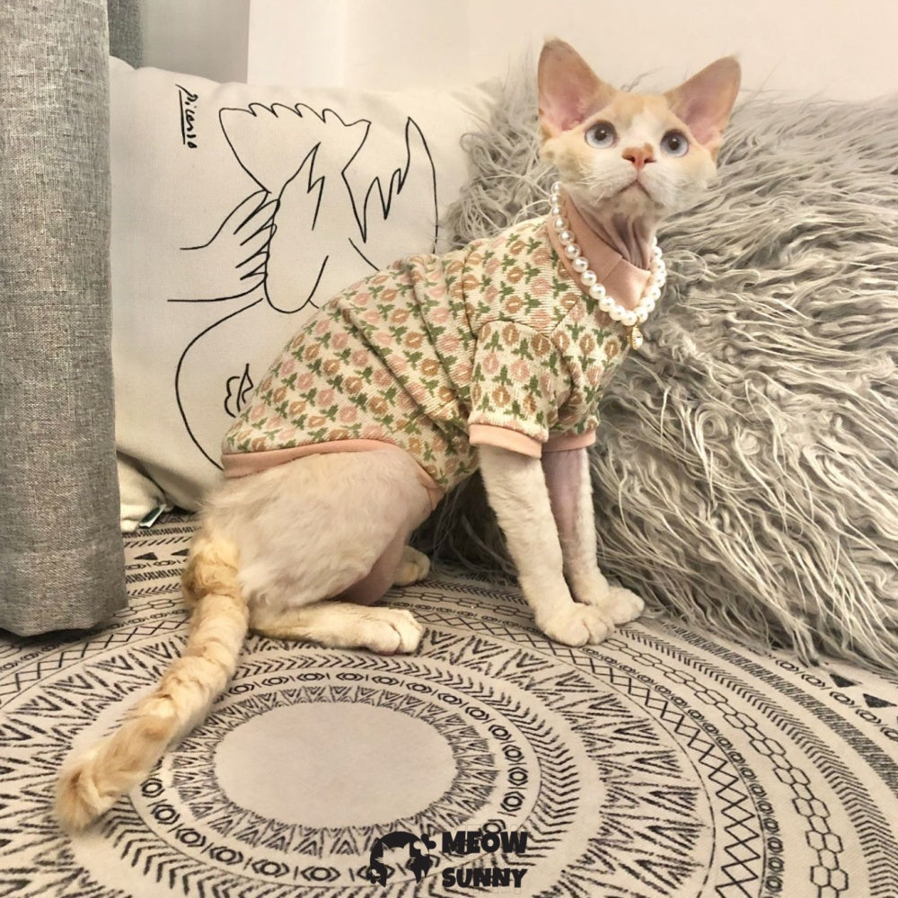 Floral Sweater for Sphynx and Hairless Cat Breeds