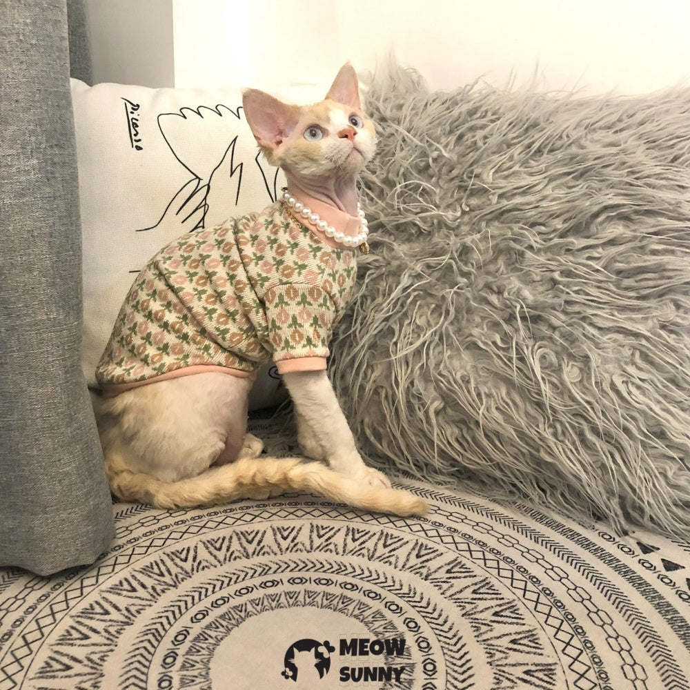 Floral Sweater for Sphynx and Hairless Cat Breeds