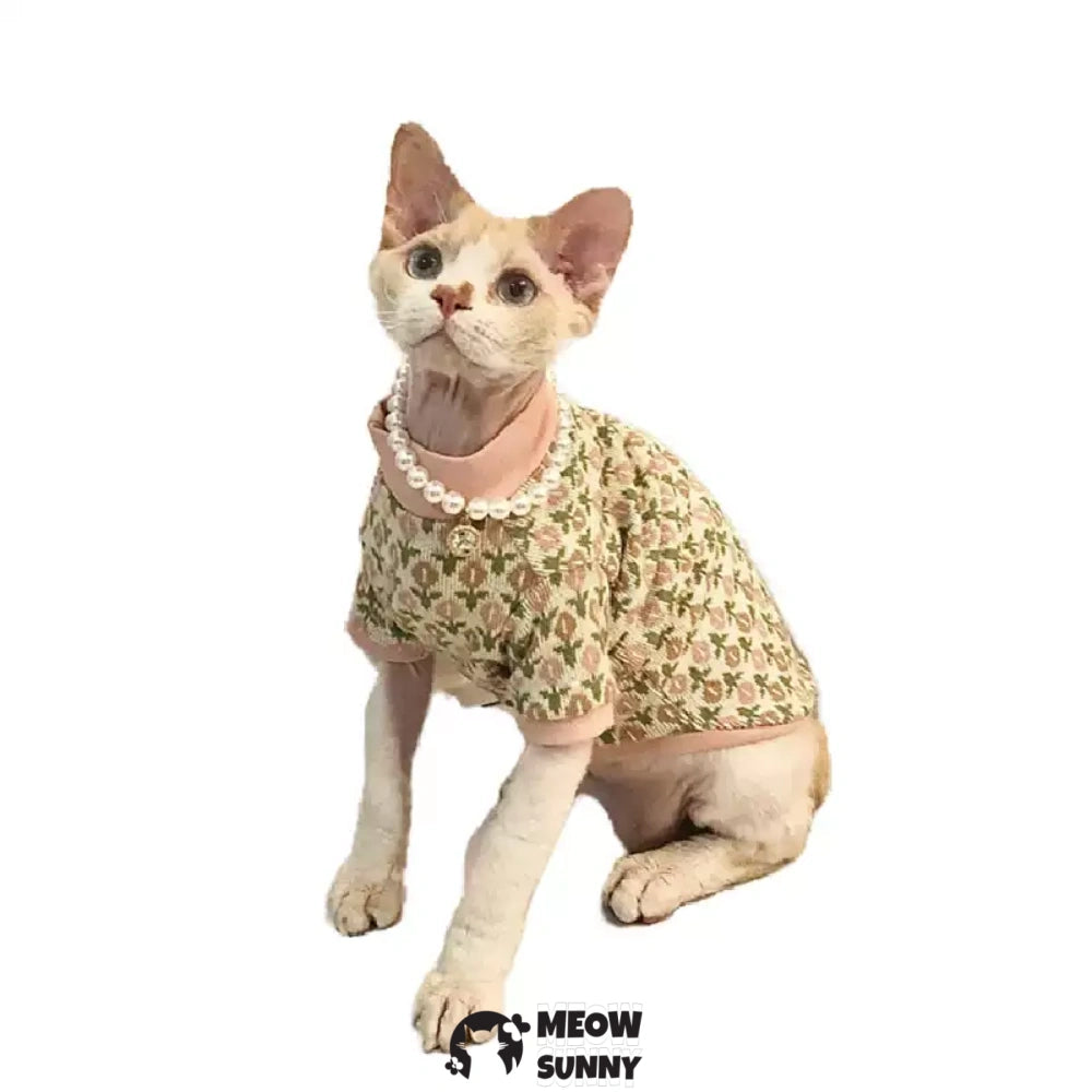 Floral Sweater for Sphynx and Hairless Cat Breeds