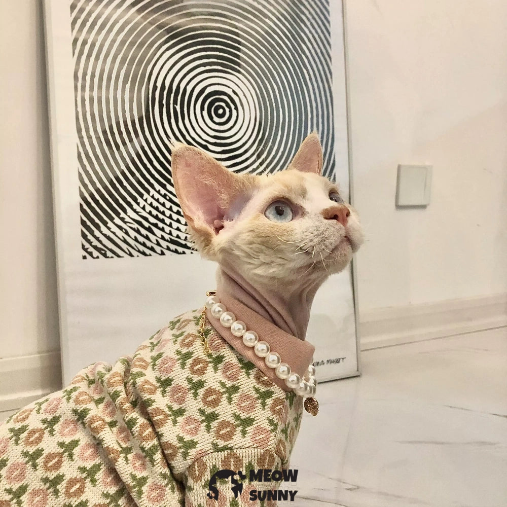 Floral Sweater for Sphynx and Hairless Cat Breeds