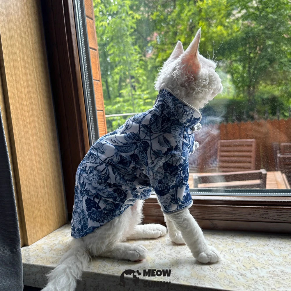 Sphynx Hairless Cat Spring/Summer Vintage Floral Shirt