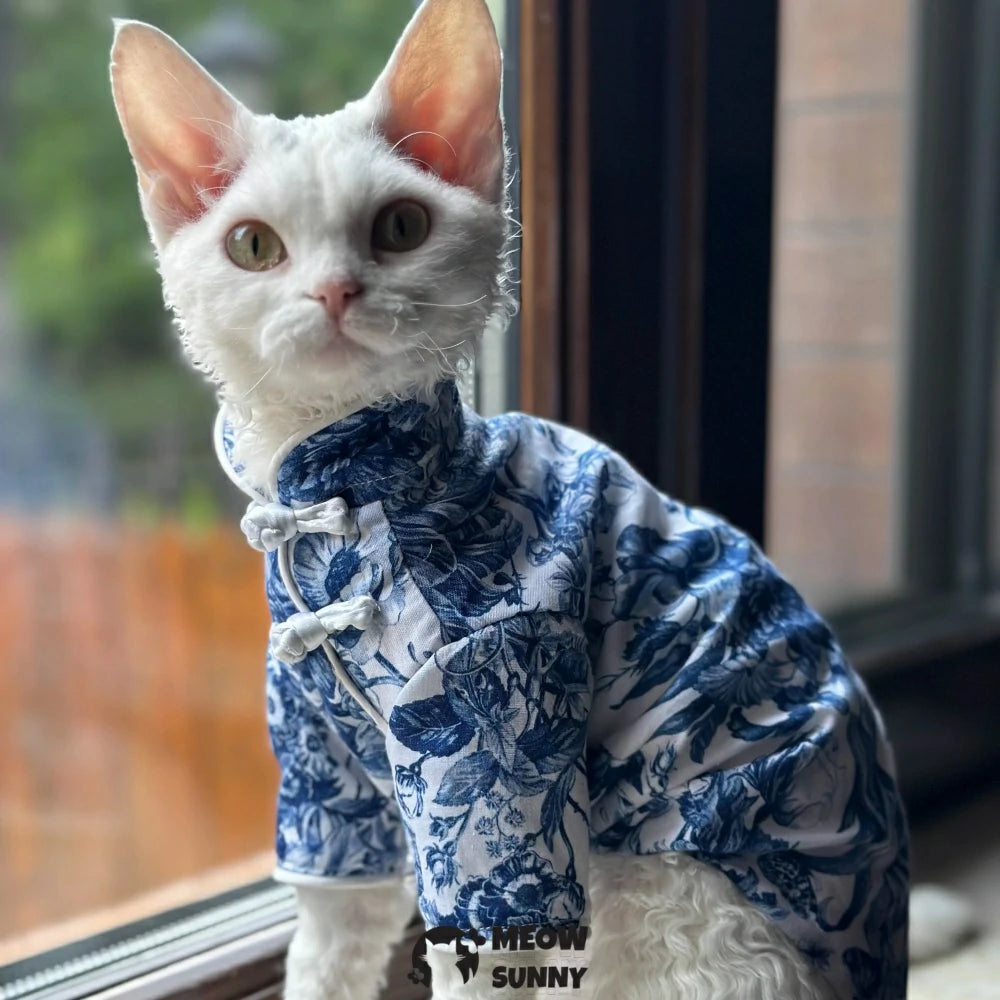 Sphynx Hairless Cat Spring/Summer Vintage Floral Shirt