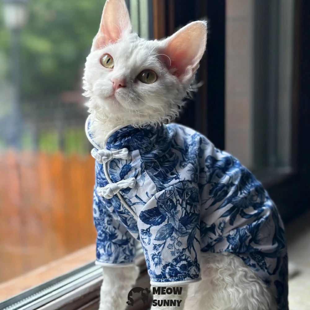 Sphynx Hairless Cat Spring/Summer Vintage Floral Shirt